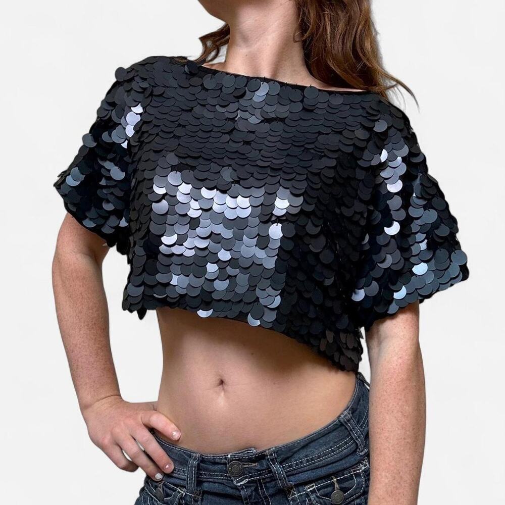 Y2k big sequin black iridescent